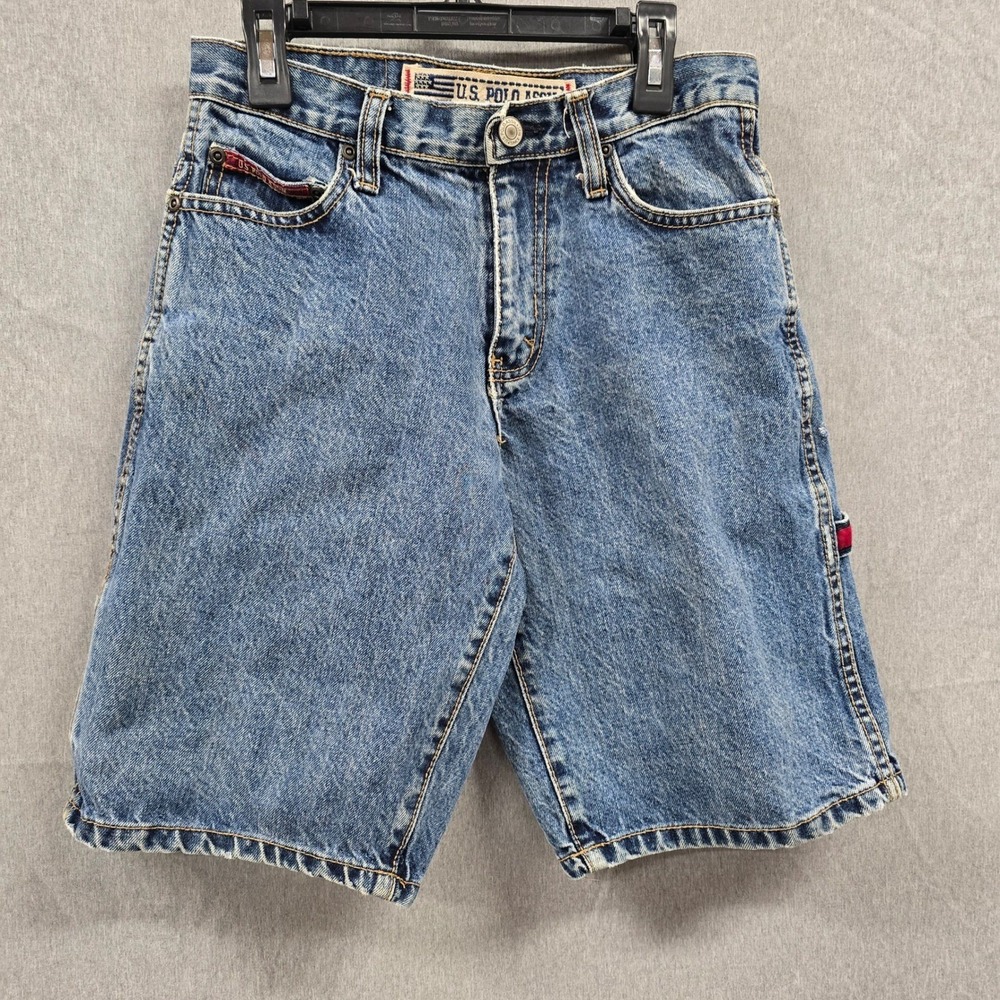 US Polo Assn Carpenter Shorts Boys Denim Medium Wash Blue Size 10
